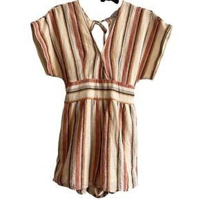 American Eagle Outfitters Romper Womens SM Short Striped Belted V Neck Summer
